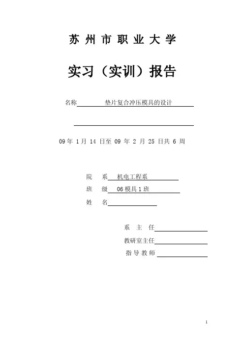 实习（实训）报告-垫片复合冲压模具的设计