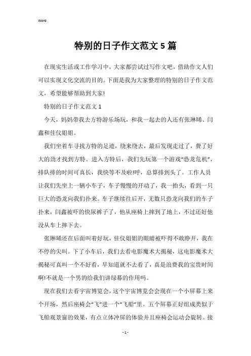 特别的日子作文范文5篇