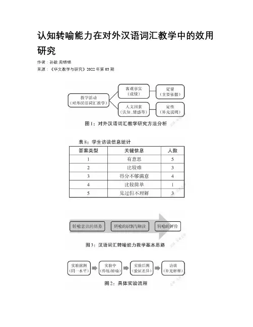 认知转喻能力在对外汉语词汇教学中的效用研究 