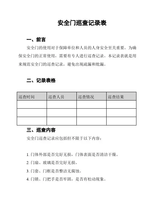 安全门巡查记录表