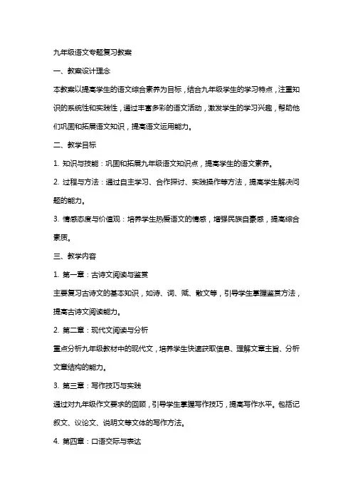 九年级语文专题复习教案