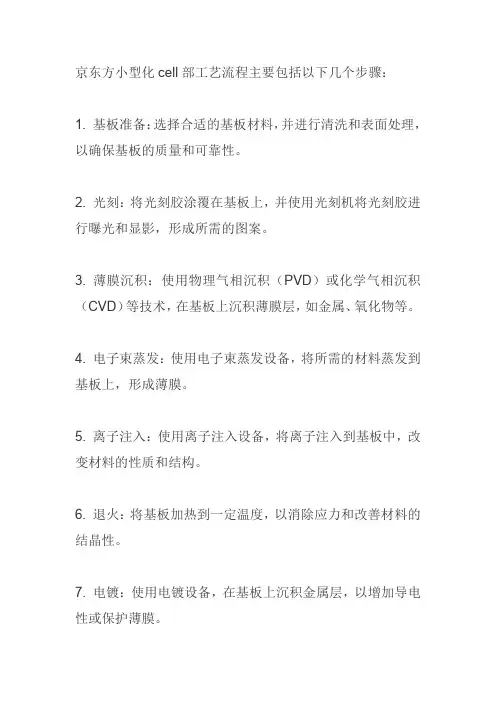 京东方小型化cell部工艺流程