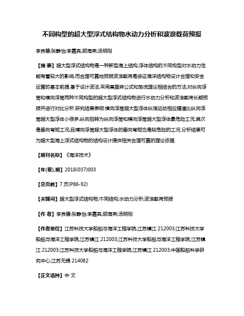 不同构型的超大型浮式结构物水动力分析和波浪载荷预报