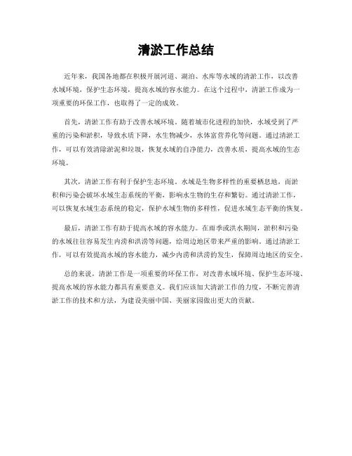清淤工作总结