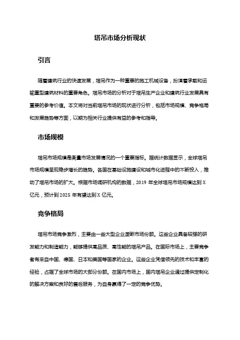 2024年塔吊市场分析现状