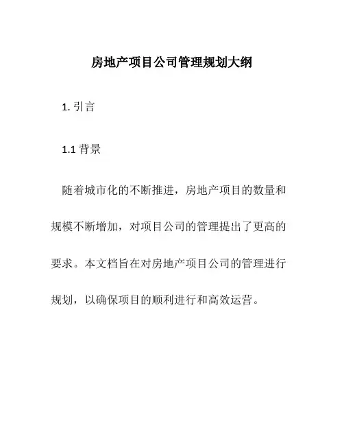 房地产项目公司管理规划大纲
