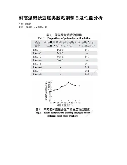耐高温聚酰亚胺类胶粘剂制备及性能分析