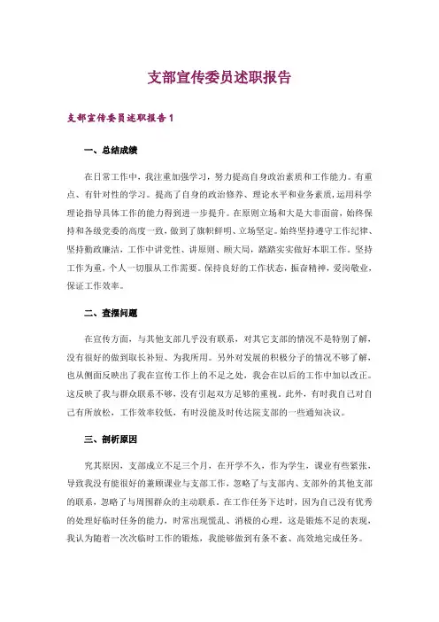 支部宣传委员述职报告_1
