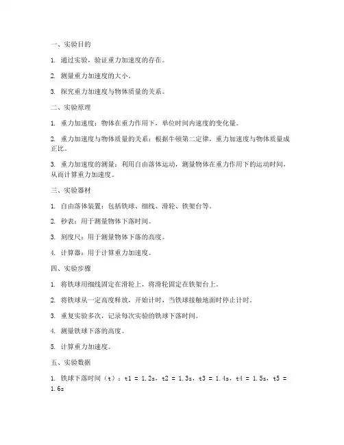 高中实验报告物理
