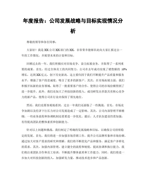 年度报告：公司发展战略与目标实现情况分析