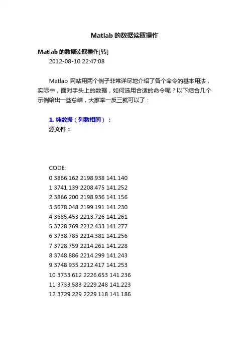 Matlab的数据读取操作