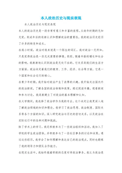 本人政治历史与现实表现