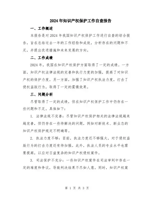 2024年知识产权保护工作自查报告