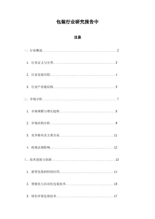 包装行业研究报告中