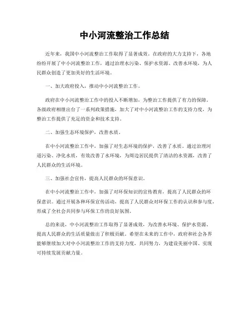 中小河流整治工作总结