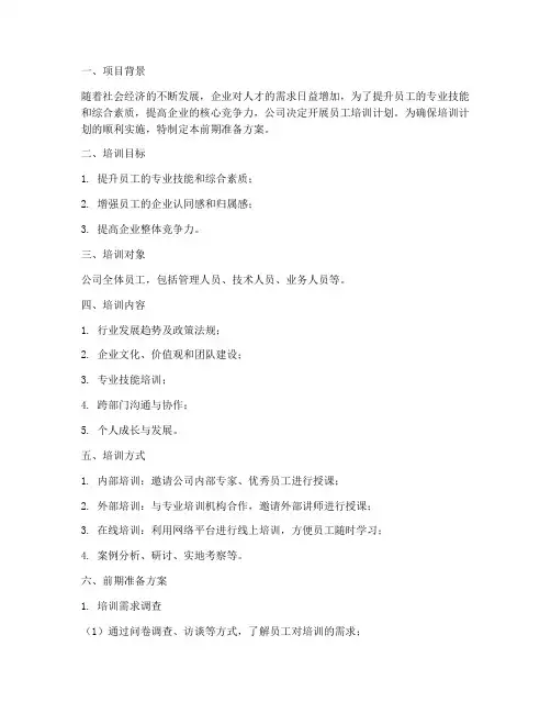 培训计划前期准备方案范文