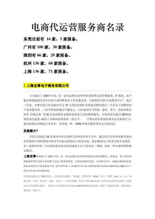 电商代运营服务商名录