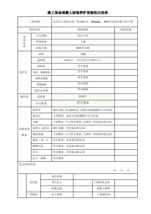 标养室验收表