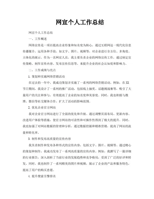 网宣个人工作总结