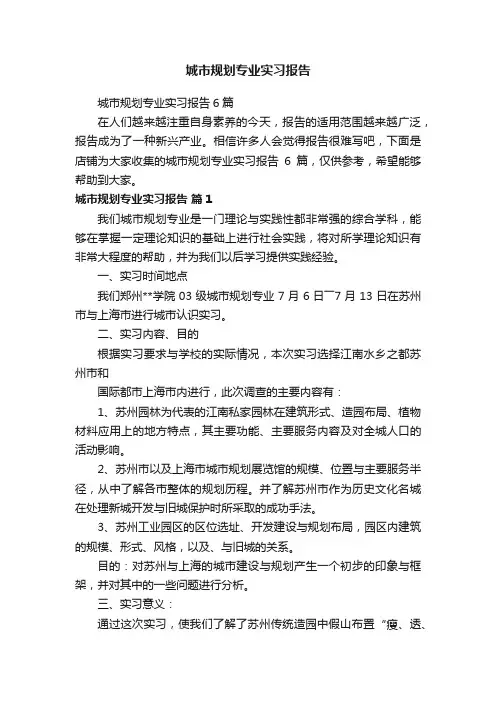 城市规划专业实习报告