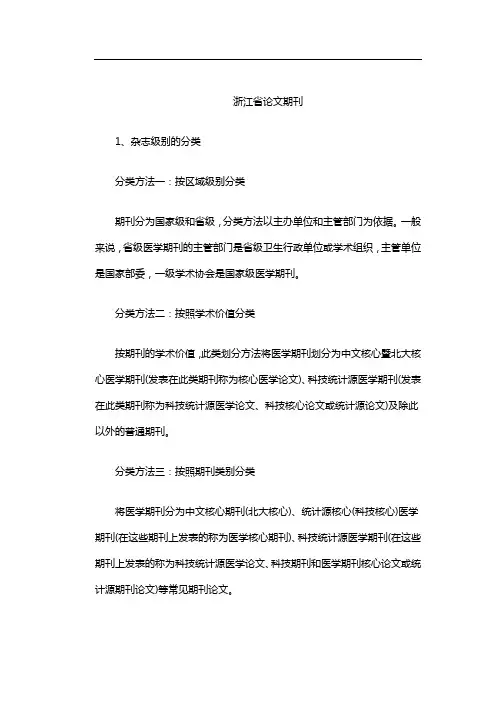 浙江省论文期刊