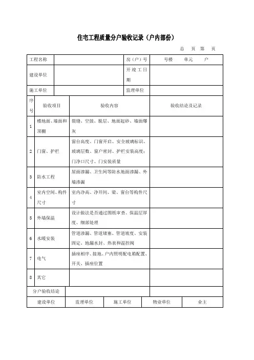 分户验收表格(全数)