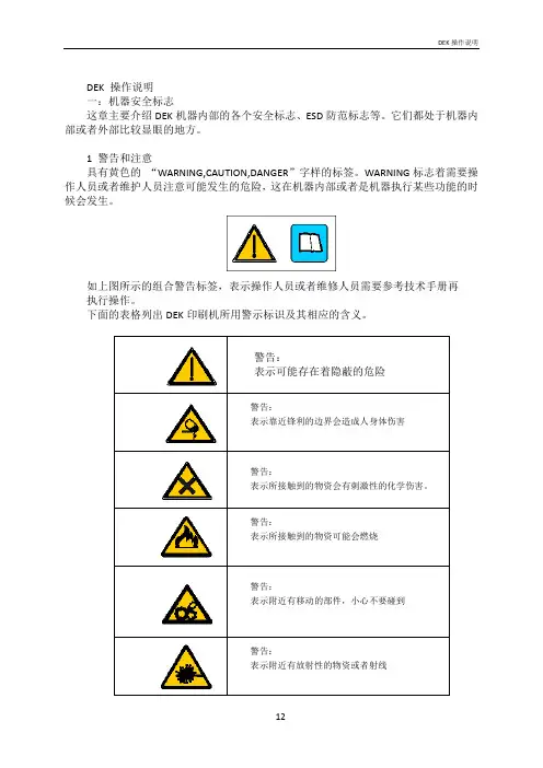 DEK基本操作说明