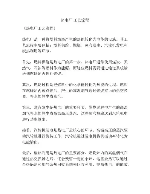 热电厂 工艺流程