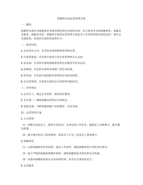 游艇俱乐部运营管理方案