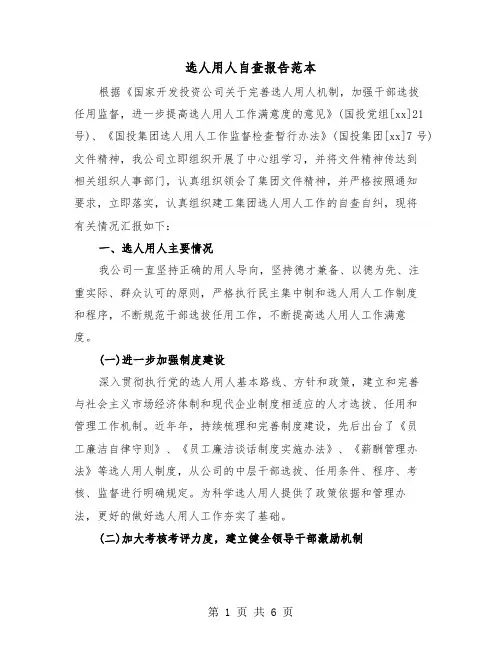 选人用人自查报告范本(二篇)