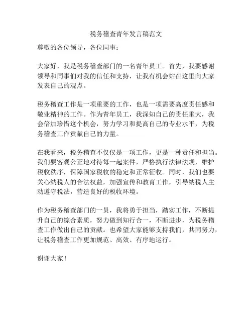 税务稽查青年发言稿范文