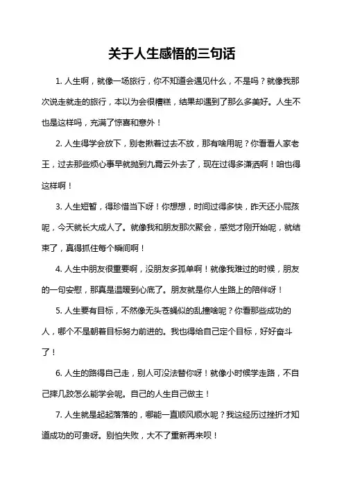 关于人生感悟的三句话