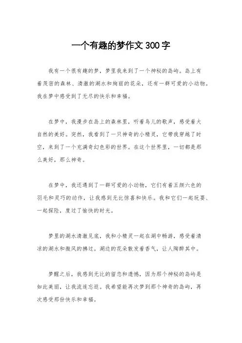 一个有趣的梦作文300字