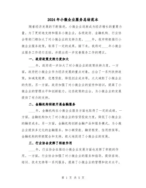 2024年小微企业服务总结范本(2篇)