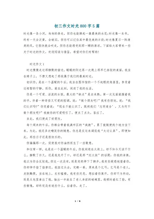 初三作文时光800字5篇