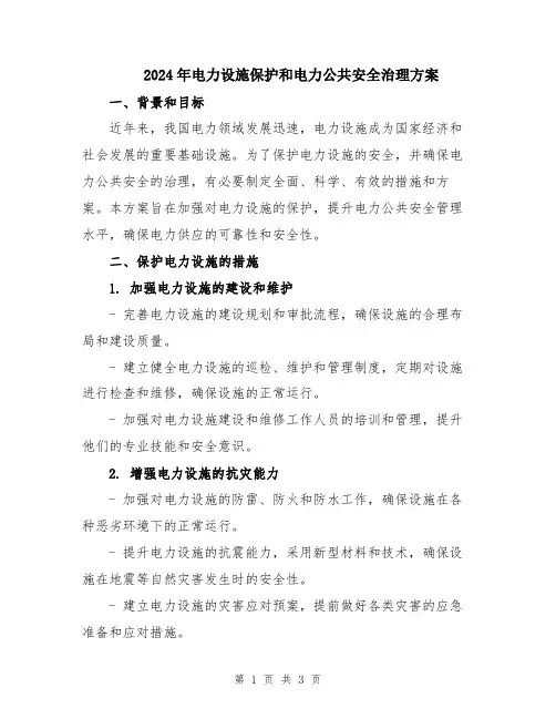 2024年电力设施保护和电力公共安全治理方案