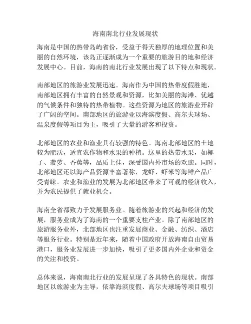 海南南北行业发展现状