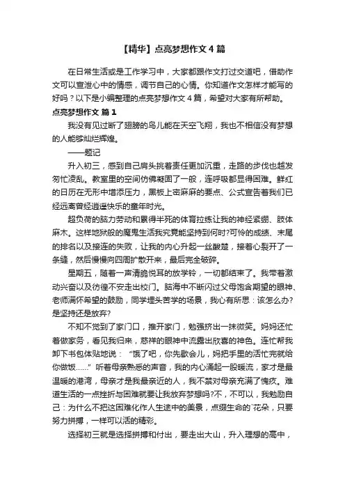 【精华】点亮梦想作文4篇