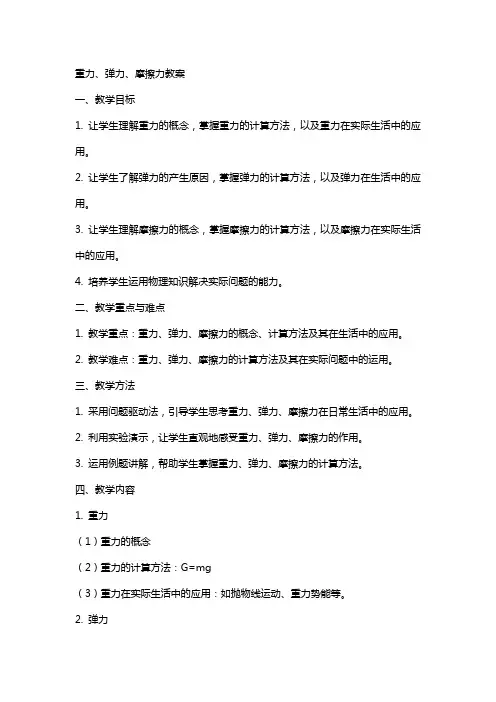 重力、弹力、摩擦力教案