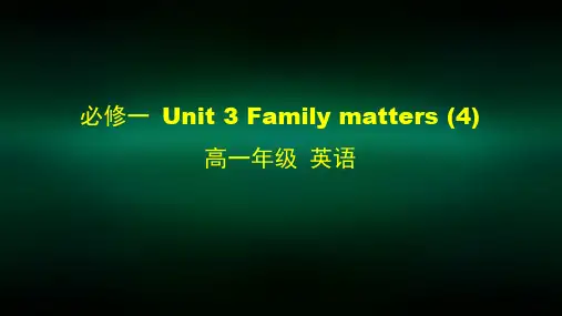 高一英语外研版必修一Unit 3 Family matters 4课件