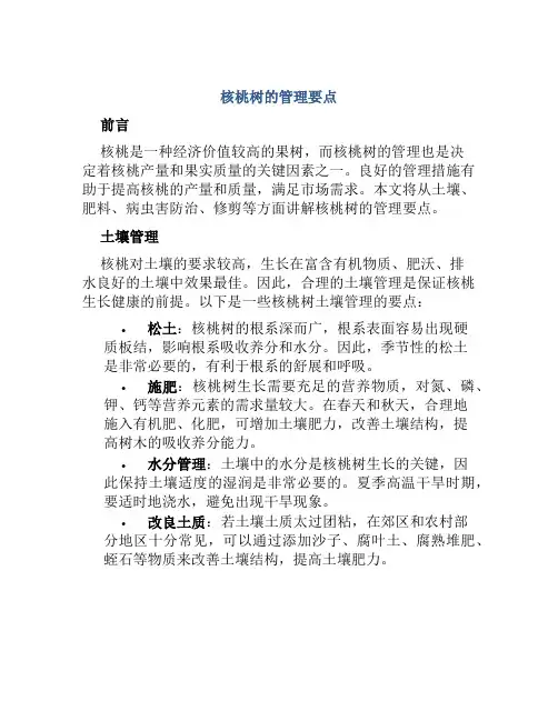 核桃树的管理要点