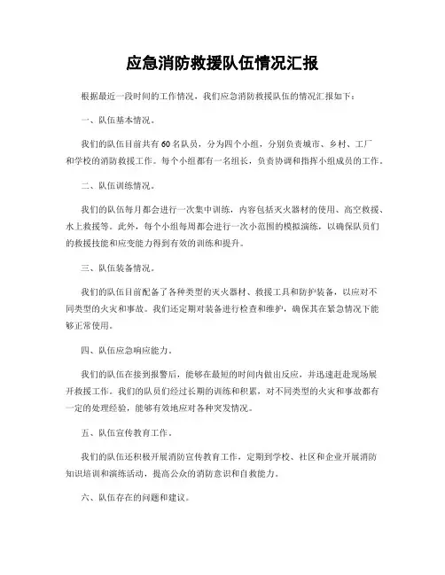 应急消防救援队伍情况汇报