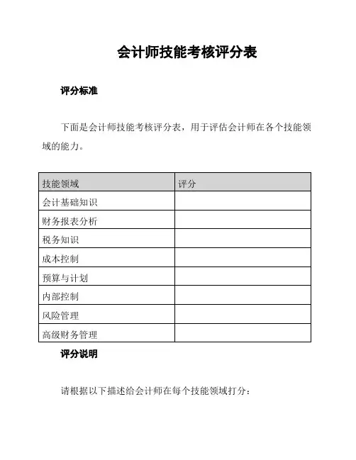会计师技能考核评分表