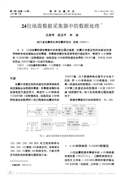 24位地震数据采集器中的数据处理