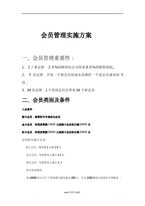会员管理实施计划方案