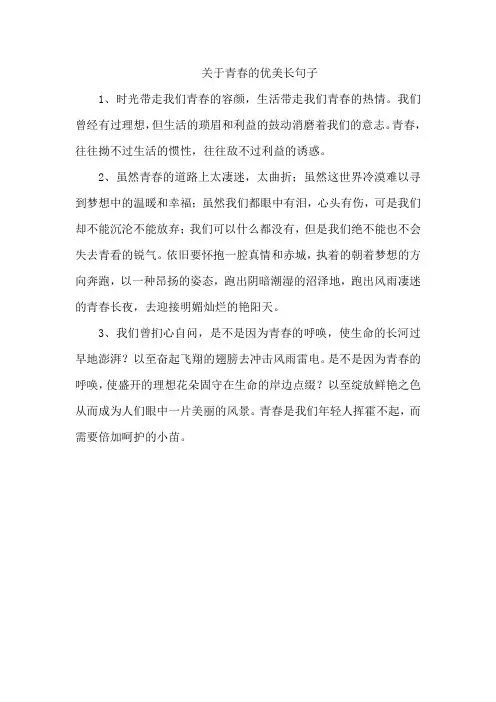 关于青春的优美长句子