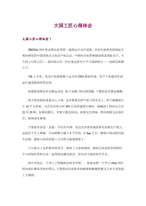 大国工匠心得体会