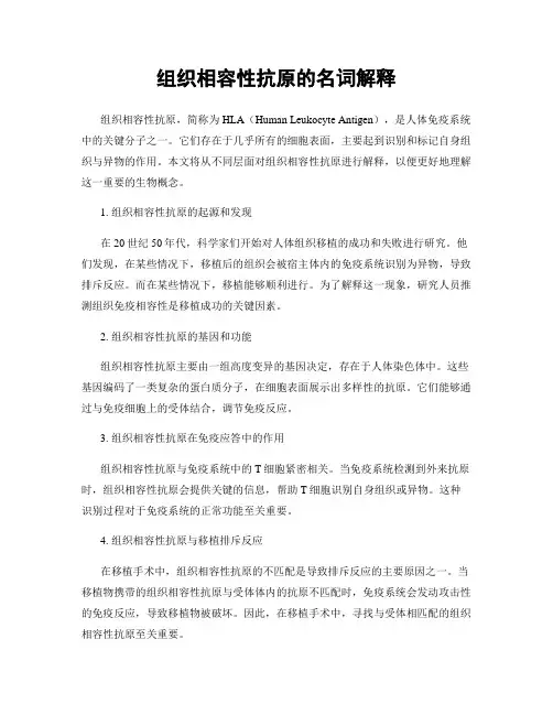 组织相容性抗原的名词解释