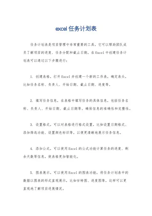 excel任务计划表