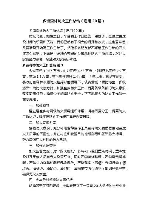 乡镇森林防火工作总结（通用20篇）